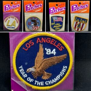 Vintage Olympic New Old Stock Patch Lot- Los Angeles CA-5 Patches USA Flag Dsgn
